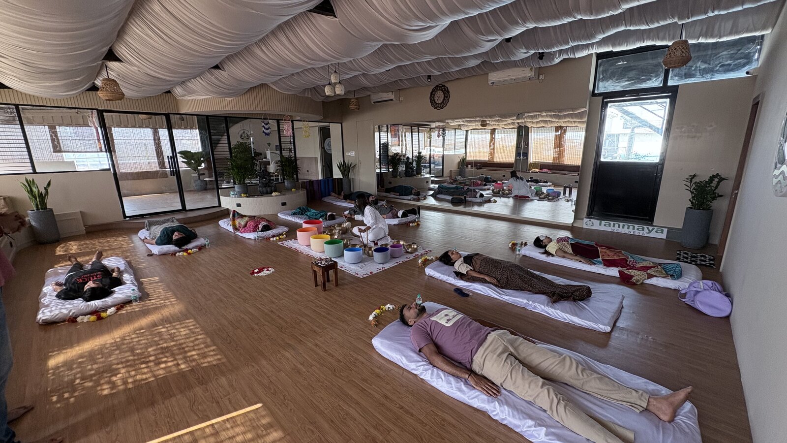 A past Tanmaya Wellness sound healing gathering, moment 1
