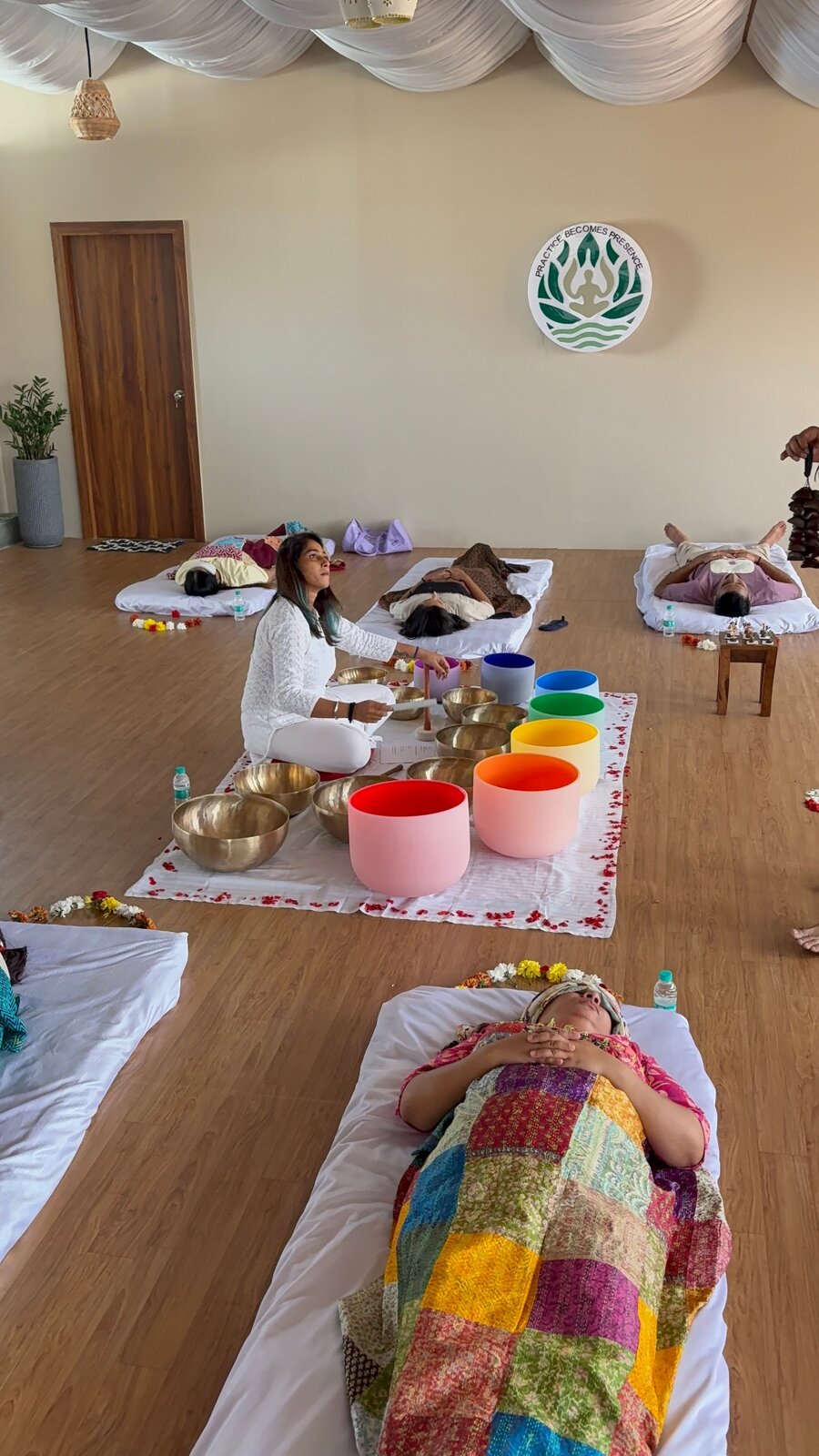 A past Tanmaya Wellness sound healing gathering, moment 3